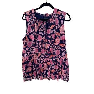 Harper 241 size extra large floral sleeveless plum blouse mesh with lining